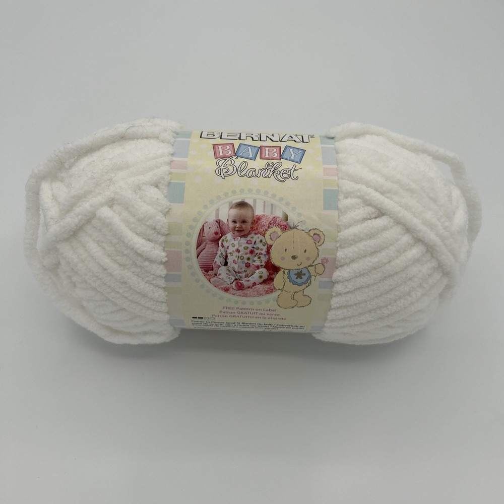 Bernat Baby Blanket Yarn, #6 Super Bulky 3.5oz 100% Polyester White
